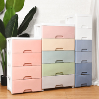 Armoire de rangement multicouche en plastique couleur macaron pour bébé, moulée par injection, durable et peu encombrante pour le salon