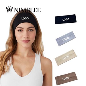 Bandeaux en tricot extensible avec logo personnalisé, couleur unie, bandeaux élastiques de yoga pour femmes, accessoires pour <span class=keywords><strong>cheveux</strong></span>, <span class=keywords><strong>bandeau</strong></span> de <span class=keywords><strong>sport</strong></span> - Product Image 1
