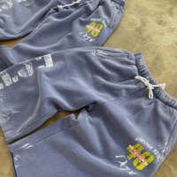 Shorts amples Y2K pour hommes, en molleton épais délavé, motif graphique, coupe large, style streetwear grunge, vente en gros, personnalisable, OEM