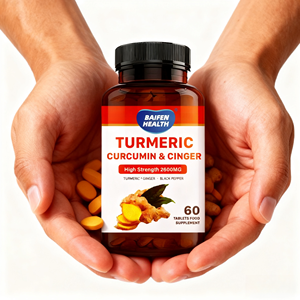 OEM Kurkuma Curcumine & Gember & Zwarte Peper Capsules Volwassenen Vegan Immuunondersteuning & Energie 60 Capsules/fles - Product Image 4