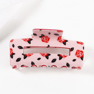 2025 Día de San Valentín colorido plástico corazón Rosa impreso garra Clips creativo rombal pinzas para el cabello <span class=keywords><strong>gancho</strong></span> 8,5 cm pinzas para el cabello - Product Image 6