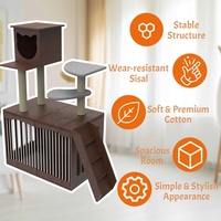 Meubles de luxe pour animaux de compagnie Cadre d'escalade pour chat en bois avec griffoirs en sisal, Cat Tower Condo Indoor Cat Tree