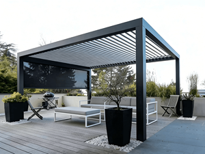 Pergola de jardin électrique <span class=keywords><strong>6x3</strong></span> avec toit à lames motorisé en aluminium, gazebo extérieur en aluminium - Product Image 3