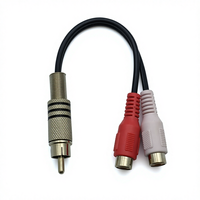 Câble audio double RCA femelle vers RCA mâle avec gaine en PVC compatible avec lecteur DVD, téléviseur HD, ordinateur, autoradio