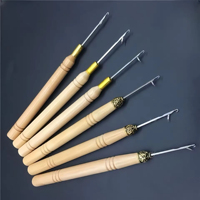 Kit de couture Huiru : Outil de tirage de fils à manche en bois, aiguille à boucle pour micro-tufting, enfile-aiguille, outils durables pour extensions capillaires