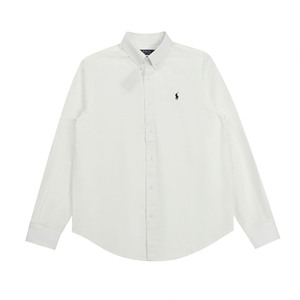 Chemise décontractée à manches longues avec col à revers et boucle brodée de couleur unie pour hommes et femmes, été - Product Image 2