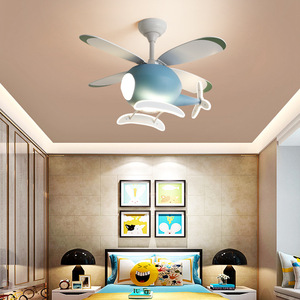Creative LED Elicottero Cartone Animato Aereo Ventilatore a Soffitto Lampadario per <span class=keywords><strong>Bambini</strong></span> Camera da Letto Studio Luce a sospensione - Product Image 3