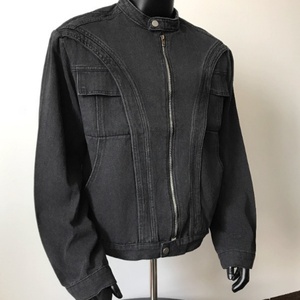 Veste en jean pour homme, lavage clair, effet usé, col montant, vêtement de rue tendance pour les occasions décontractées et les événements de mode - Product Image 5