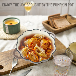 Panela de Ferro Fundido Esmaltada em Formato de Abóbora para Sopa e Cozimento - Atacado - Product Image 3