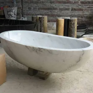 BLVE Home Decor bagno vasche da bagno pietra naturale rotonda vasca da bagno autoportante vasca da bagno in marmo MBBG-23