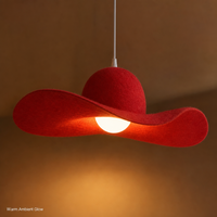 Lustre suspendu LED rouge 3500K blanc chaud en feutre PET, hauteur réglable, installation facile, luminaire de plafond pour maison et bureau, garantie 5 ans