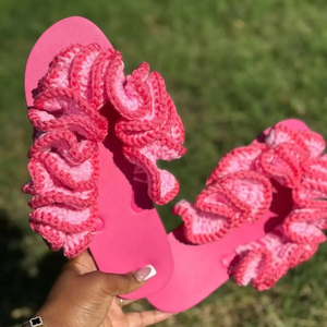Tongs en fil tricoté faites à la main personnalisées pour femmes, mode extérieure, tongs de plage - Product Image 5