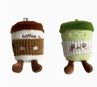 Porte-clés en peluche tasse à café Kawaii, breloque en peluche latte douce, décoration de sac, petits cadeaux promotionnels pour café