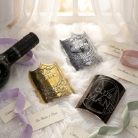 Botol parfum kustom dengan kotak logo label logam dengan perekat dukungan untuk kemasan kosmetik logo pelat logam