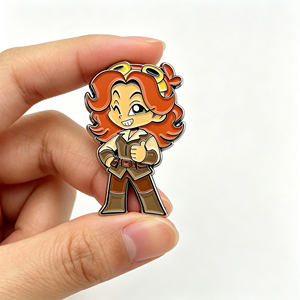 Pin de esmalte duro personalizado con diseño de chica con gafas steampunk, estilo dibujo animado, para recuerdo de arte indie y accesorio para mochila - Product Image 5