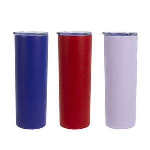 Gobelet isotherme droit et fin de 20 oz en acier inoxydable à double paroi, vierge pour sublimation, avec couvercle et paille - Product Image 6