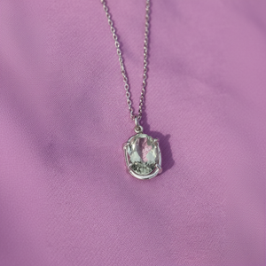 Green Amethyst Necklace Genuine Gemstone Pendant 925 Sterling Silver Elegant Jewelry Anniversary Gift For Her Minimalist Design - Product Image 1