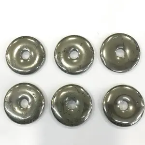 Vente en gros chaude pierre naturelle pyrite beignet 25mm 30mm 35mm 40mm 45mm 50mm pendentif pour la fabrication de bijoux