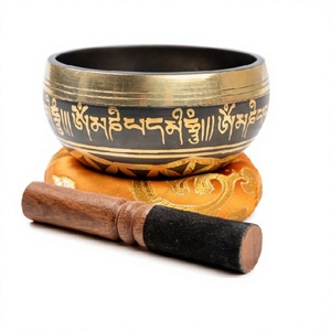 Auténtico juego de cuencos tibetanos hechos a mano, cuenco de sonido de Metal con tema de Budismo de grado curativo Maestro de bronce - Product Image 1