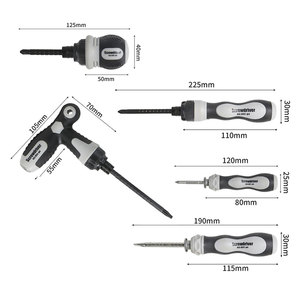 5pcs Black and Grey Screwdriver Set with T-<b>Handle</b> <b>Ratchet</b> Double-ended Bits Invertible PH2 SL6 Canvas Zipper Bag Packaging - Product Image 5