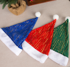 Chapeaux de Père Noël rayés à paillettes, chapeau de Noël brillant avec bordure en peluche blanche et pompon, accessoire de fête de Noël <span class=keywords><strong>pour</strong></span> <span class=keywords><strong>toute</strong></span> <span class=keywords><strong>la</strong></span> <span class=keywords><strong>famille</strong></span> - Product Image 2