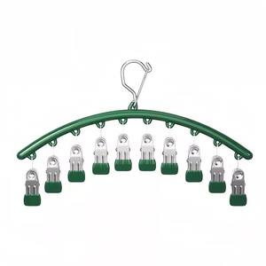 Colgador de ropa tipo ala de gaviota de acero inoxidable con 10 clips, tendedero multifuncional para balcón, tipo gancho para ropa - Product Image 5