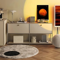 Meuble TV modulaire en acier inoxydable fait main sur mesure, design moderne, meuble de rangement pour salon avec paniers de rangement