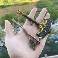 Porte-clés en métal de type hache et épée, pendentif fantaisie pour hommes, breloque pour sac de voiture, accessoire de cosplay, cadeau pour les fans de jeux