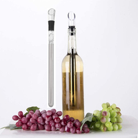 Refroidisseur de vin, bâton de refroidisseur de bouteille de vin en acier inoxydable tige de refroidissement rapide de vin sans glace avec aérateur et verseur