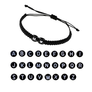 Minimalist Adjustable Black Rope Matching Customized A-Z Initial Letter Heart Braided <b>Couple</b> <b>Bracelets</b> - Product Image 2