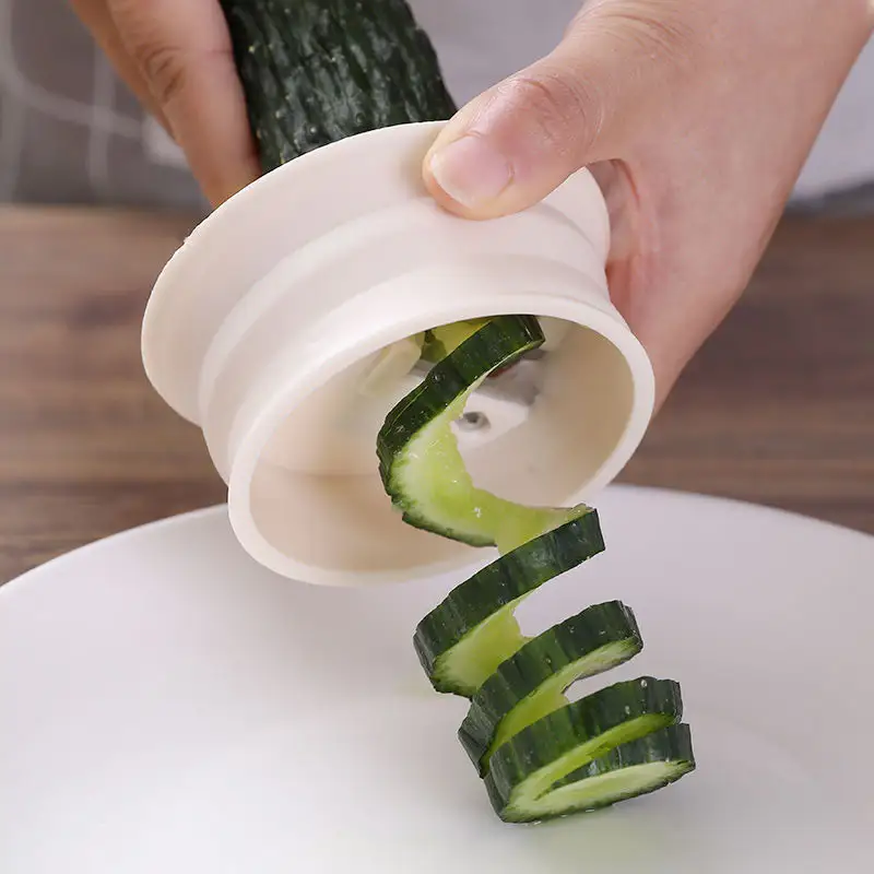 new Kitchen manual spiral slicer home cucumber slicer cut flower rotary fancy cut lemon fruit tool