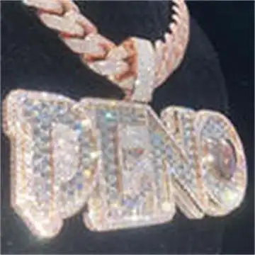Индивидуальное имя со льдом серебряная буква Vvs Moissanite Diamond индивидуальная гравированная квадратная подвеска с логотипом для мужчин