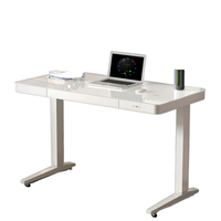 Mesa elevadora eléctrica de vidrio templado, ergonómica, duradera, de acero, automática, minimalista, escritorio de oficina, escritorio de estudio inteligente