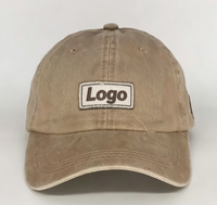Topi Baseball Unisex Khaki Vintage Washed Twill Cotton Fruit NewStory Patch 49 Bordir Distressed