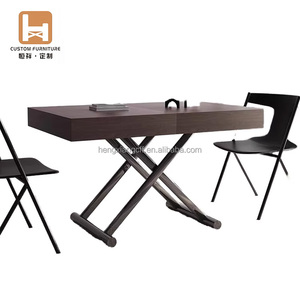 Panneau de table à manger <span class=keywords><strong>et</strong></span> de table basse en noyer noir extensible simple <span class=keywords><strong>et</strong></span> relevable moderne de luxe <span class=keywords><strong>cadre</strong></span> en métal de style bois pour la maison - Product Image 2