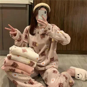 2.95 Dollar Model RCK003 <strong>Ladies</strong> Soft <strong>Fluffy</strong> Fleece Pullover Pants Loose Pajamas Set for Korean <strong>Pyjamas</strong> Women Sleepwear - Product Image 6