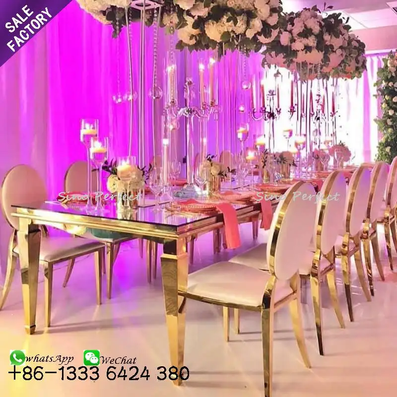 Romântico Design de Metal Moldura de Ouro de Aço Inoxidável Casal Casamento Cadeira Evento