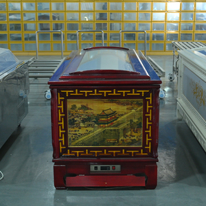 Премиальный гроб ручной работы, с резьбой по массиву дерева, для торжественных похоронных обрядов - Гроб-холодильник из массива дерева для демонстрации трупов - Product Image 4