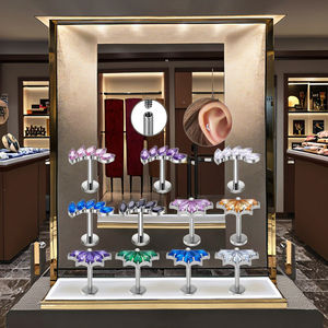 G23 titanio Base plana labio <span class=keywords><strong>nariz</strong></span> Stud moda cobre aleación CZ circón oreja Stud 16G/18G fiesta cuerpo joyería <span class=keywords><strong>para</strong></span> mujeres regalos <span class=keywords><strong>de</strong></span> boda - Product Image 4