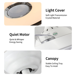 Nhà máy trực tiếp 42inch âm nhạc hiện đại điều khiển từ xa chức năng LED Đèn chùm quạt trần với ánh sáng cho phòng khách phòng ngủ - Product Image 4