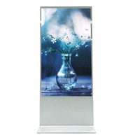 L65GAZ 65" Layar Digital Signage Berdiri Lantai Warna Putih Kaca Tempered 65 Inci Layar LCD ADS Berdiri Bebas