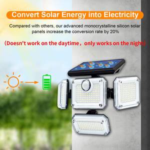 مصباح شمسي 333LED ، رأس قابل للتعديل لحث الإنسان IP65 مقاوم للماء متعدد الأغراض مصابيح جدارية للطاقة الشمسية - Product Image 3
