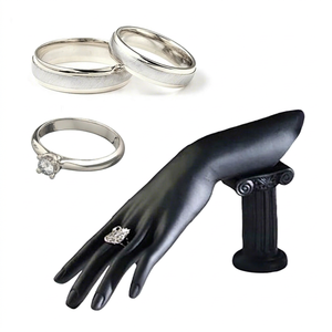 Black Resin Modern Hands Shape Lightweight <b>Necklace</b> <b>Ring</b> <b>Holder</b> Bracelet Earring Jewelry Display Stand for Shop Use 5 Sizes - Product Image 1