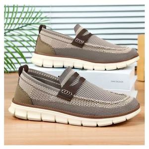 Chaussures pour hommes légères à bout rond, mocassins décontractés en maille respirante à semelle souple, tendance mode estivale - Product Image 2