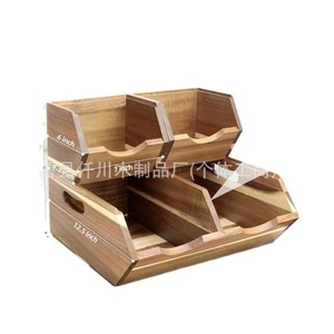 Acacia Wood Vegetable Storage Box 12.5x7x6 Inch Stackable Kitchen Organizer For Food Storage - Product Image 1