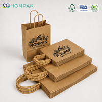HONPAK Sacs en papier kraft à fond plat, personnalisables, à emporter Sac en papier kraft recyclable pour livraison de restaurant