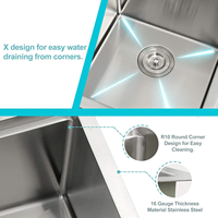 Évier de cuisine à double cuvette Évier d'installation en acier inoxydable avec panneau d'égouttage Éviers pour usage domestique