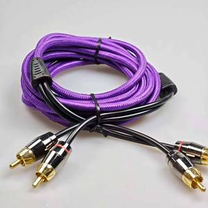 Câble audio RCA pour voiture avec connecteur plaqué or et blindage en feuille d'aluminium tressée violette - Product Image 6