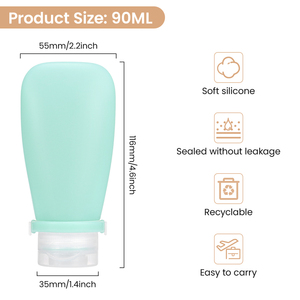 Leak Proof 3 oz Colorful Reusable <b>Silicone</b> Shampoo Container Squeeze Bottle 90ml for Travel with Custom Print Logo - Product Image 3