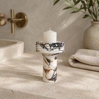 NANWEI Porte-bougie de Noël en marbre viola fait main, design sculptural sur piédestal, pour la décoration de table moderne à la maison et à l'hôtel